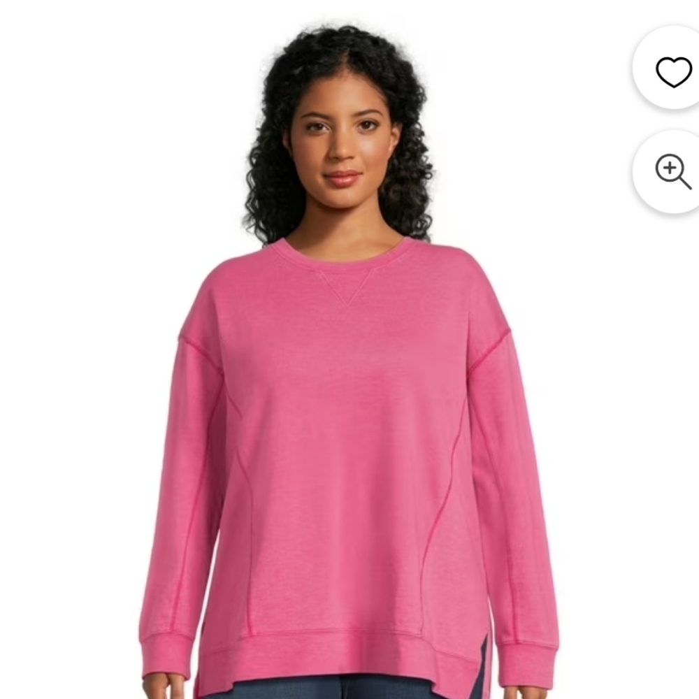Terra Sky Womens Plus Size Pink Crewneck Sweatshirt Size 0X.